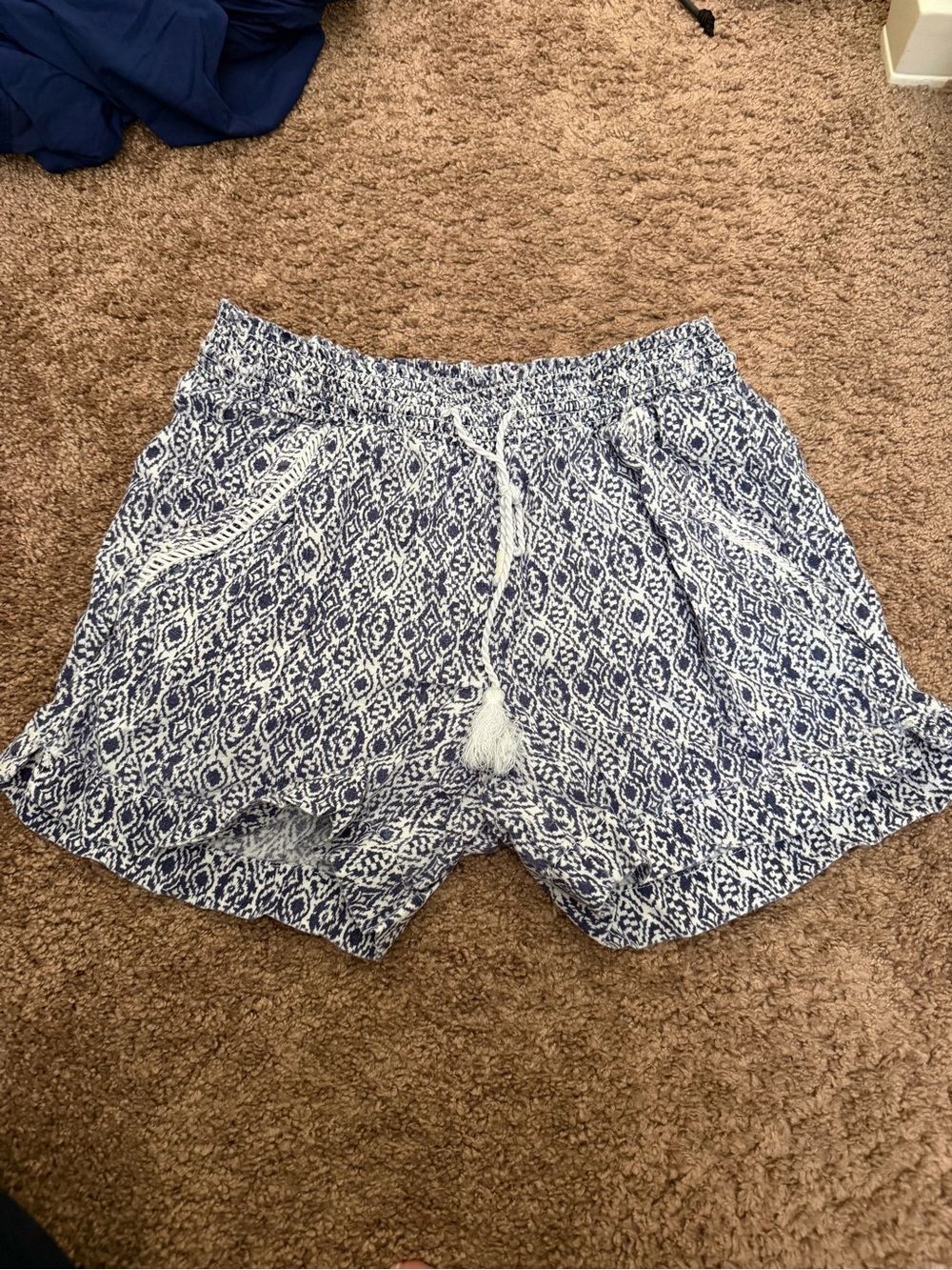 Briggs New York Navy and White Printed High Waist Shorts